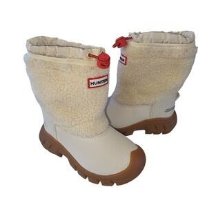 Hunter Snow Boots Toddler Girls 8 White Wanderer Sherpa Faux Fur Winter USB8G9